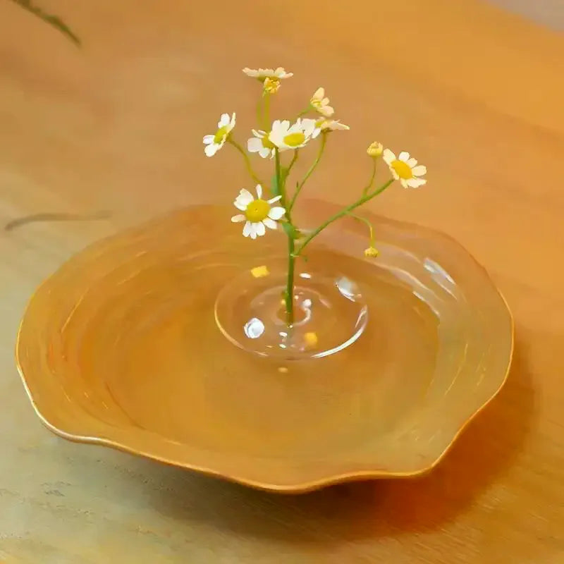 support fleurs transparent moderne plante artificielle adhésif rond lisse ondulé minimaliste