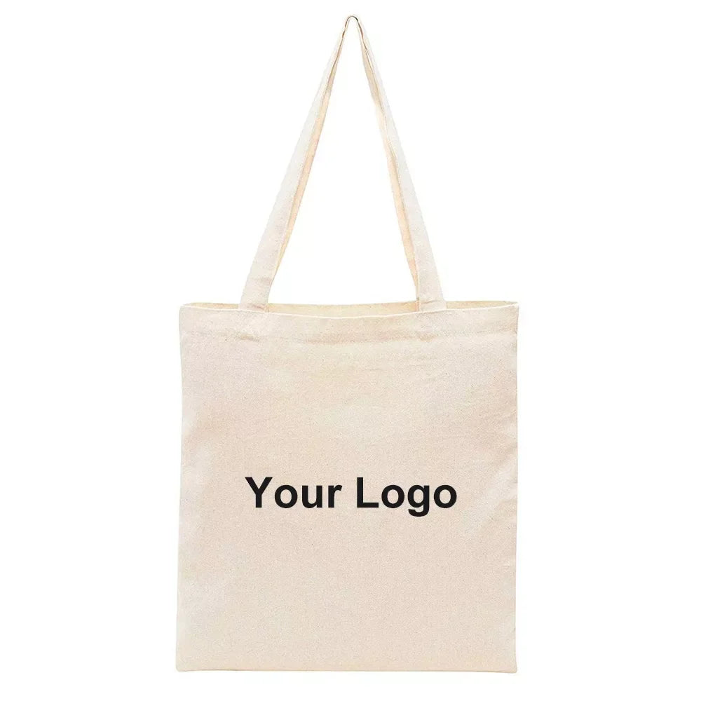 sac main décontracté toile coton imprimé logo personnalisable noir blanc beige simple pratique