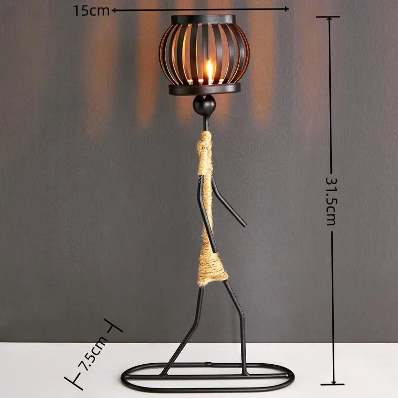 lampe décorative artisanale moderne métal corde tressée noire beige posable tringles