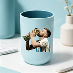 tasse unisexe moderne messi football bleu clair tasse eau brosse dents salle bain ornement