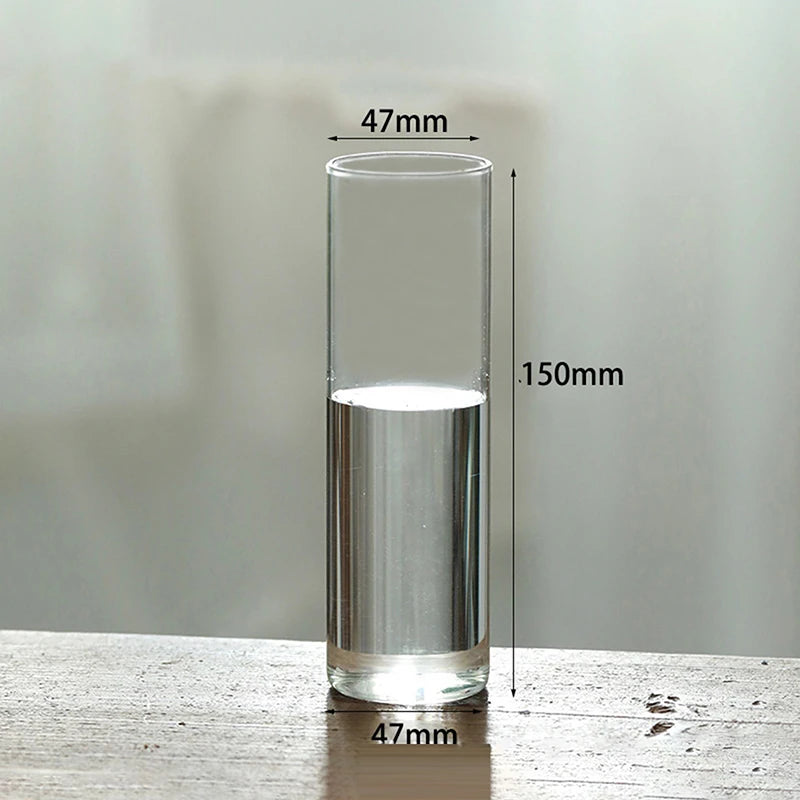vase verre transparent moderne base bois fleurs artificielles inclusion chambre