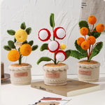 arbre artificiel artisanal feuilles fruits couleur orange vert blanc rouge opacité