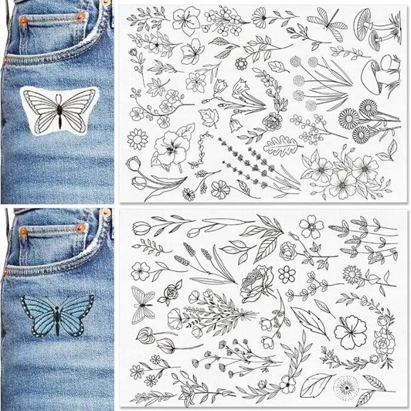feuilles adhésives broderie transparentes motifs floraux lettres alphabet découpées étiquettes solubles acrylique imprimables adultes