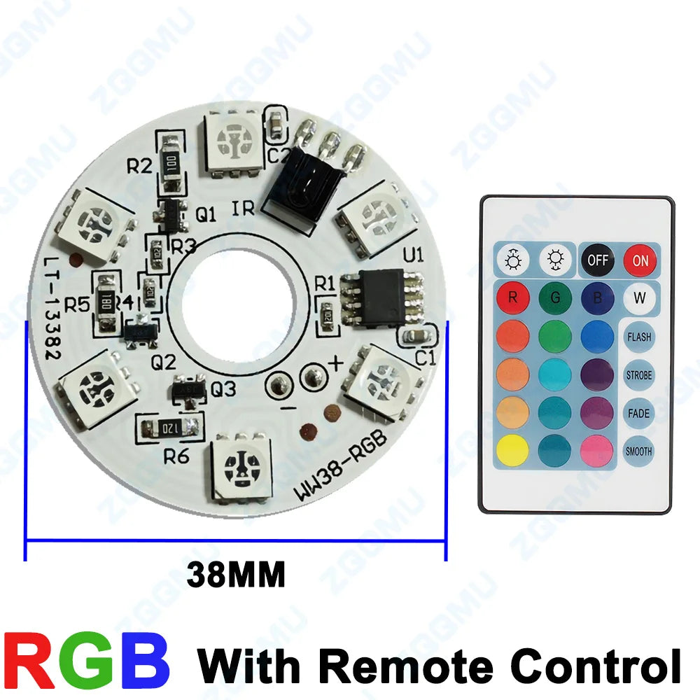 panneau led rgb 3w 38mm télécommande dégradé couleur diy lampe bois hêtre éclairage scène