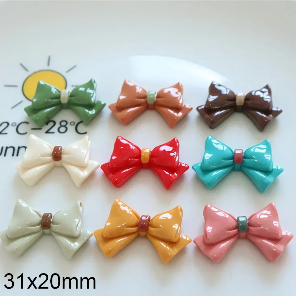 cabochons résine forme noeud ruban multicolore 31x20mm bricolage bijoux scrapbooking artisanat