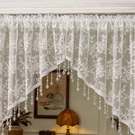 rideau floral transparent vintage dentelle romantique shabby chic blanc beigeclair