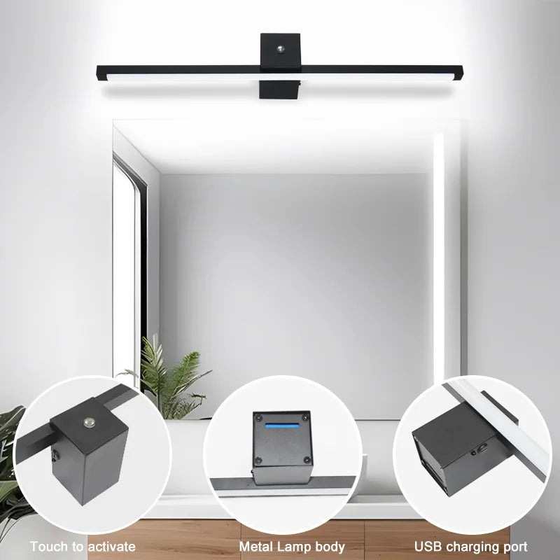 Lampe LED rechargeable interrupteur tactile moderne blanc noir 6000mAh variable