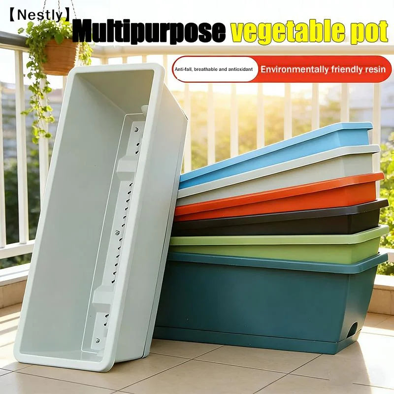 pots fleurs modernes fonctionnels couleurs vert orange gris beige bleu poignée métallique auto absorbants