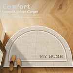 tapis demi circulaire beige clair velours bouclé moderne antidérapant porte entrée bienvenue maison résistant