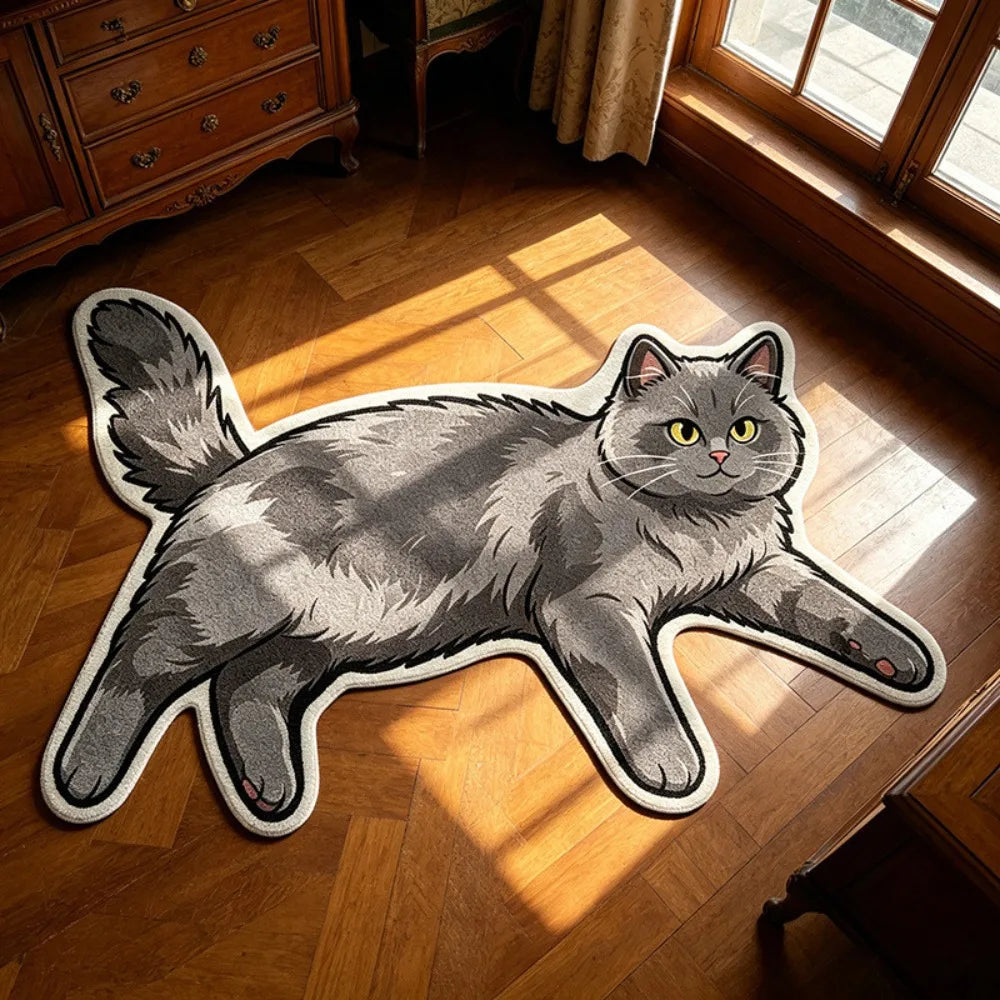 tapis sol antidérapant imperméable chats imprimé noir blanc gris animaux couloir exercice adultes