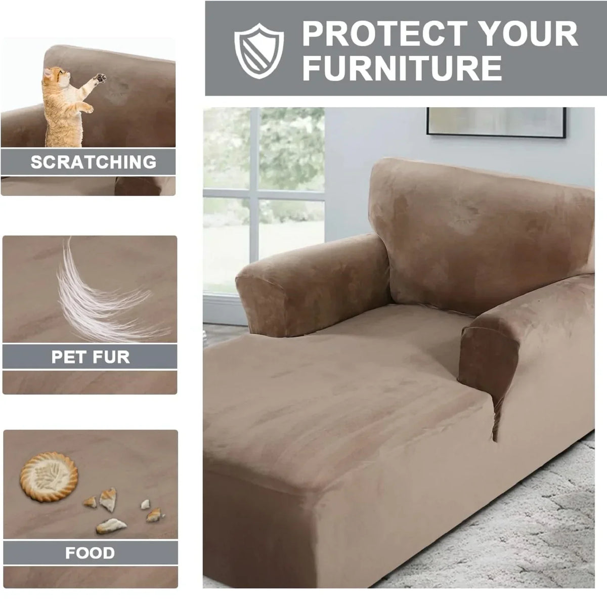 coussin chaise longue velours beige moderne adhésif salon fauteuil canapé sectionnel futon lavable automne