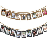 guirlande photo cadres kraft blanc multicolore pinces bois corde décoration mur chambre bohème