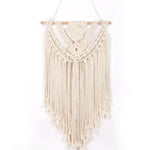 tapisserie macramé boho chic beige motifs géométriques franges moderne suspension maison