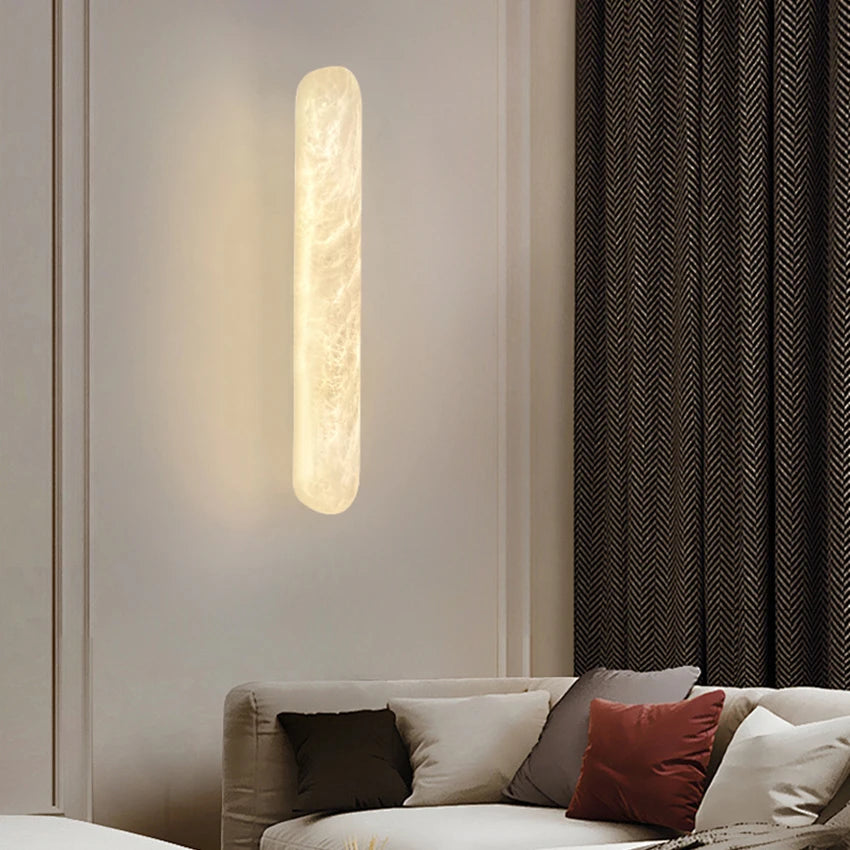 lampe murale moderne marbre blanc beige ovale 20cm led 90260v