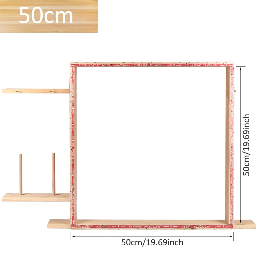 cadre tapis tissé main blanc bleu rose artisanal barres fixations montages