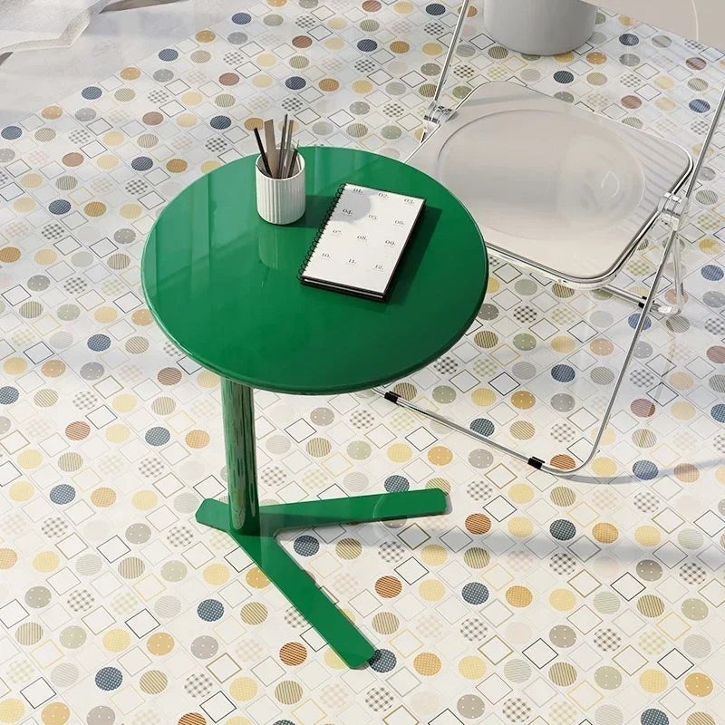 table d'appoint moderne table ronde acier inoxydable verre transparent minimaliste décoration maison plateau 48cm