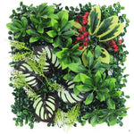 panneau mural plantes artificielles herbe verte fleurs blanches décoration jardin extérieur mur extérieur décoratif