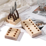 rangement outils bijouterie 12 trous bois naturel surface lisse rustique minimaliste pinceaux