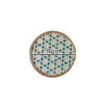 assiettes rotin colorées motifs géométriques naturel vert bleu jaune rouge traditionnel artisanal