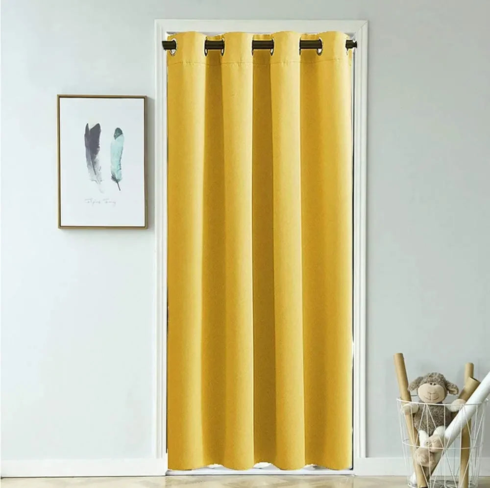 rideau porte uni opaque moderne beige noir vert foncé jaune polyester