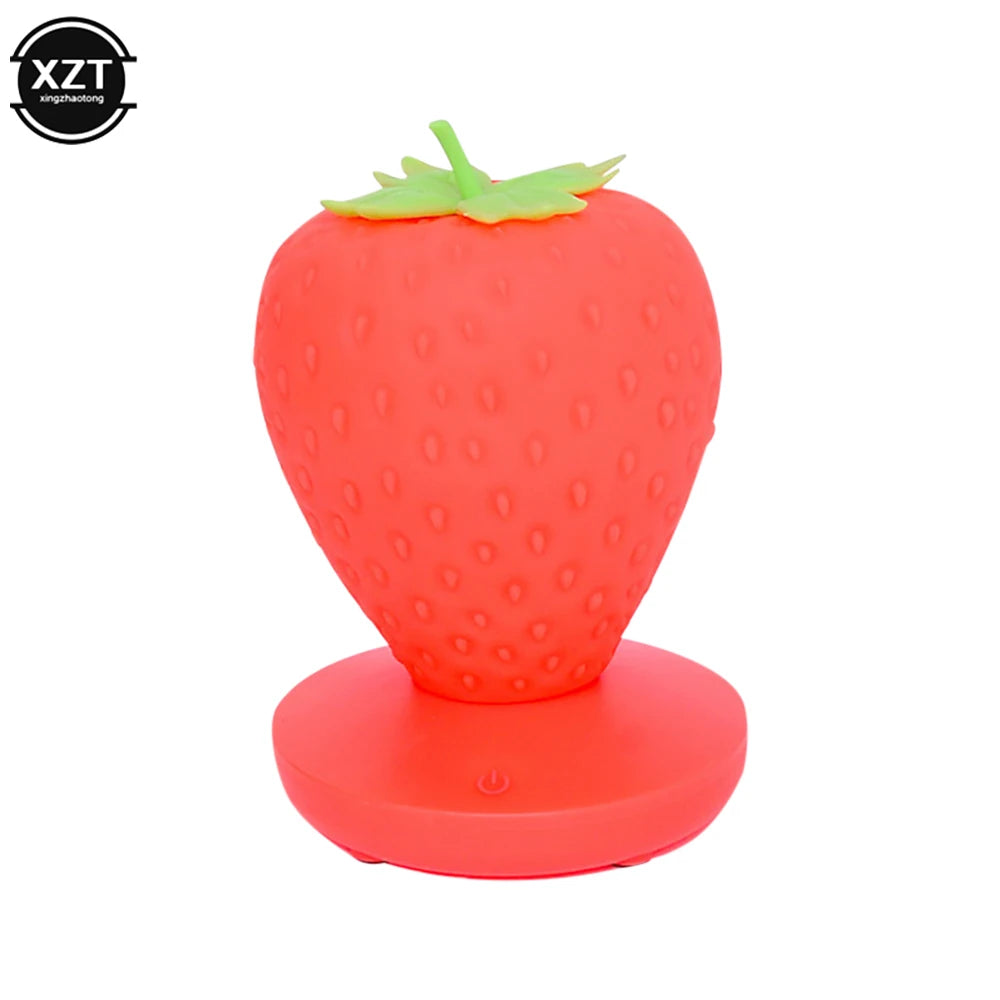 veilleuse fraise rose rouge texture graines LED rechargeable enfantine chambre coucher tactile