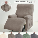 housse fauteuil inclinable beige gris rayures diagonales moderne poche lavable machine