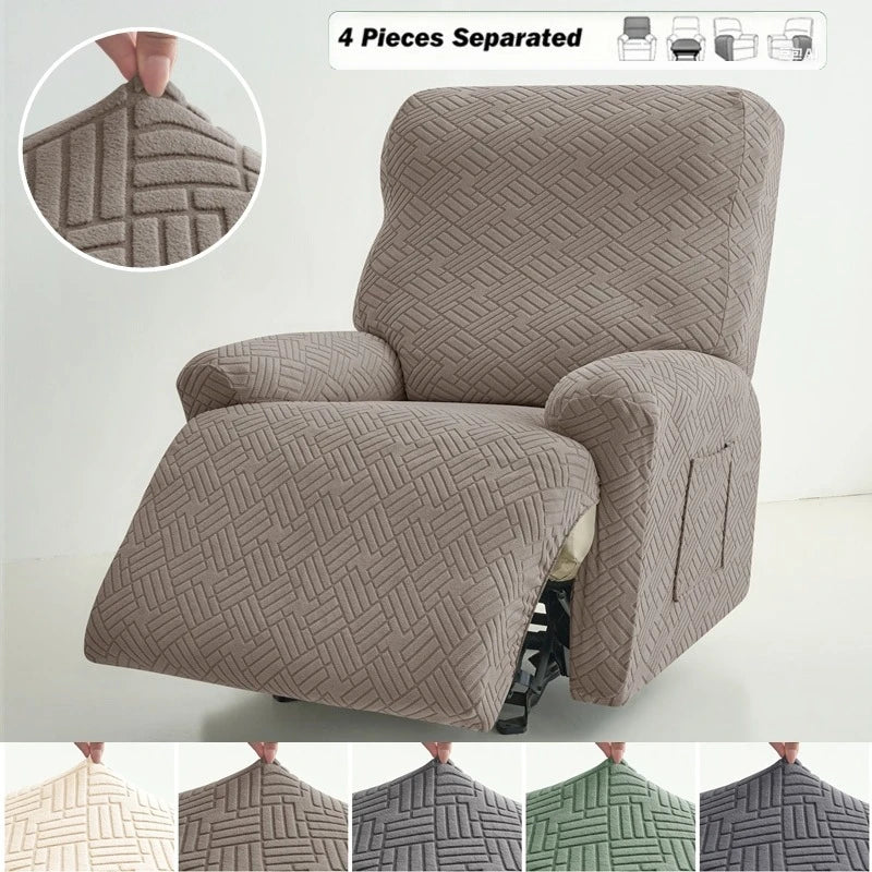 housse fauteuil inclinable beige gris rayures diagonales moderne poche lavable machine