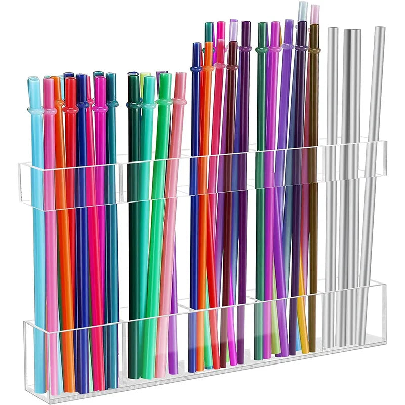 porte pailles acrylique transparent multicolore adhésif réutilisable moderne rangement vaisselle kitchenware organizer