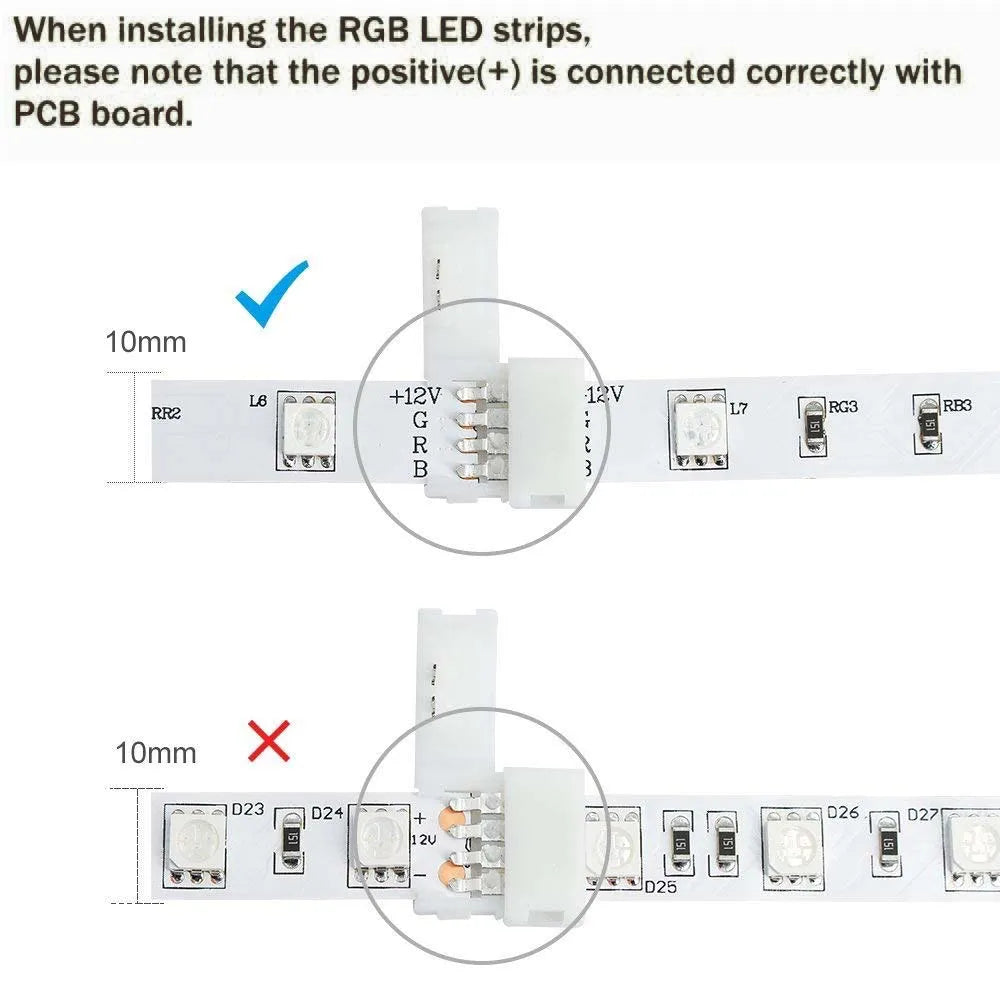 connecteurs led angle 90 degrés blanc pin rgb 12v clips instructions guide