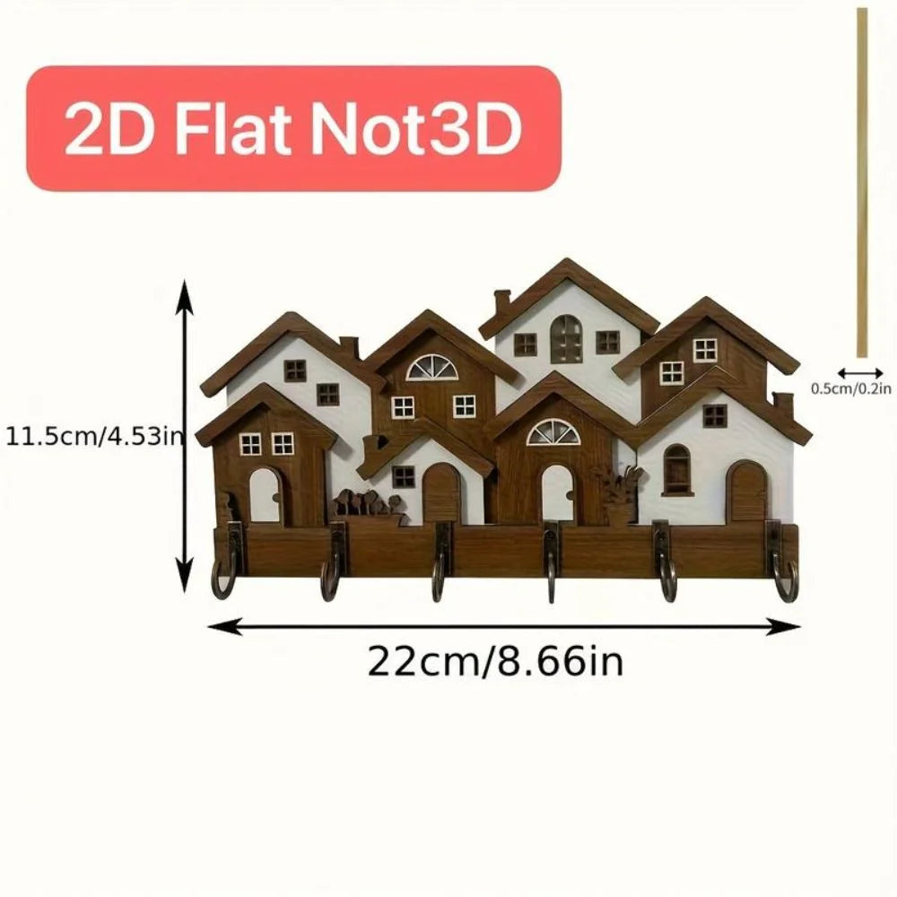 porte clés mural bois maison miniature couleurs vives plantes figurine kit