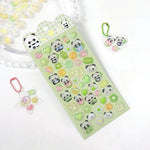 stickers kawaii animaux mignons coeurs étoiles arc ciel nuages rose vert bleu blanc