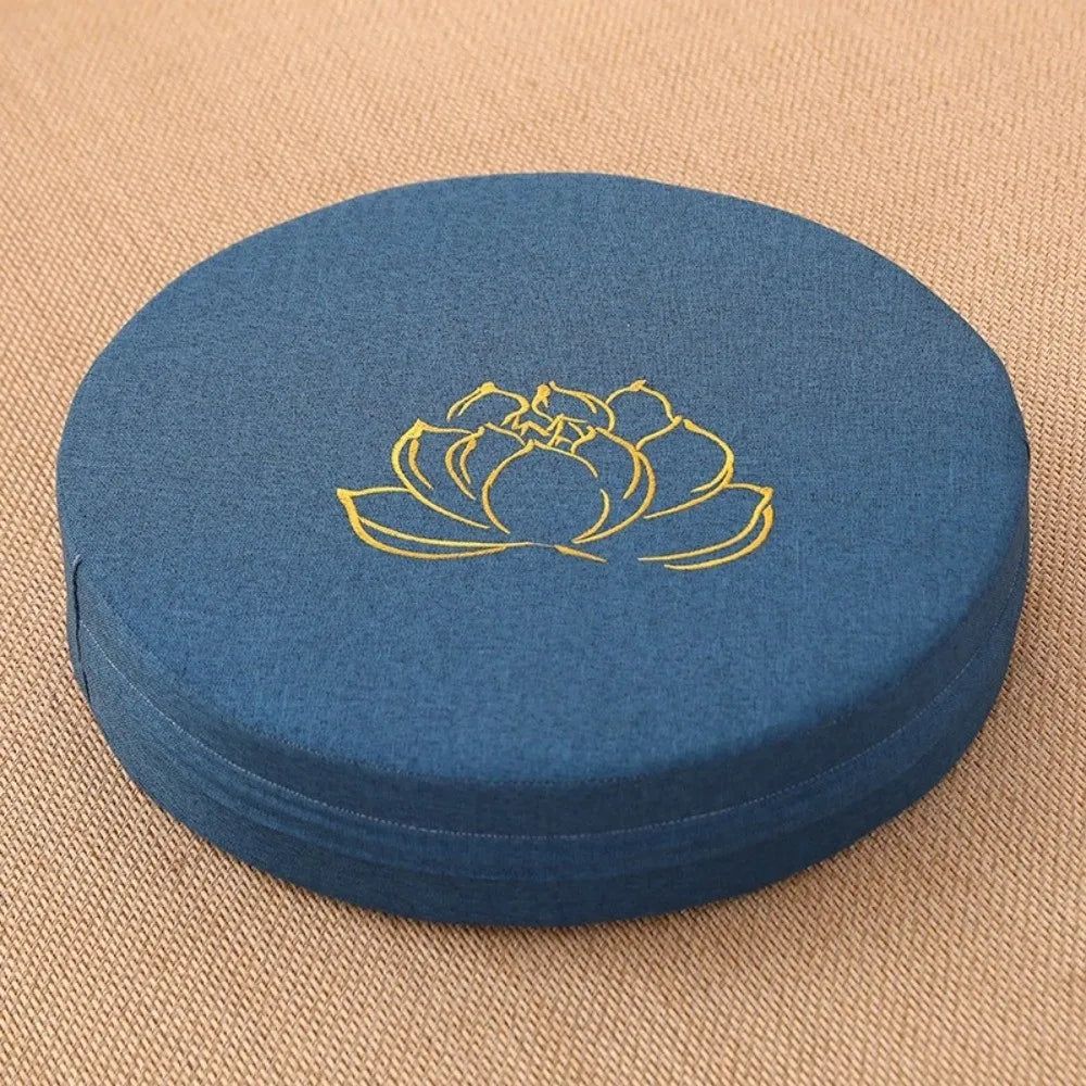 coussin méditation fleur lotus dorée couleur marron violet rouge gris bleu traditionnel rempli coton