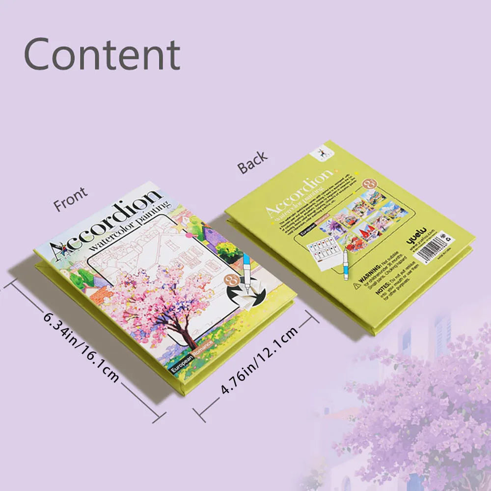 livre art aquarelle coloriage scènes urbaines nature roses blancs illustrations pages opaques peintures brosses