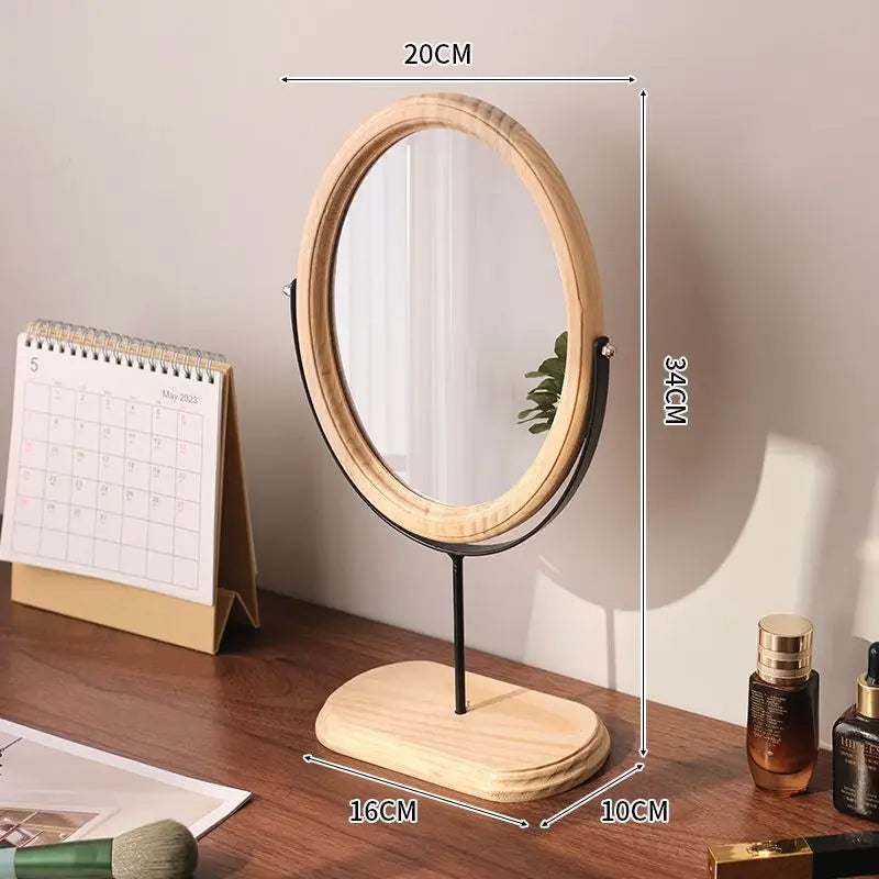 miroir cosmétique classique bois marron foncé pied central ornement décoration chambre erotique
