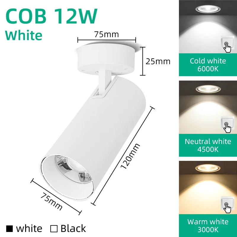 projecteur led pliable spot noir blanc moderne minimaliste fixations vis contrôles