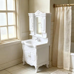 salle bain miniature 12 blanc noir vintage meuble lavabo armoire miroir ornementé accessoires poupée