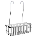 organisateur salle bain suspendu barres métalliques argenté noir moderne minimaliste porte shampoing savon