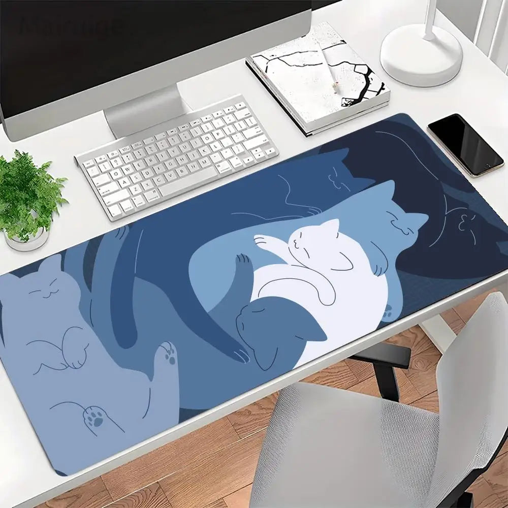 tapis souris caoutchouc noir chats endormis motif moderne minimaliste antiderapant gaming