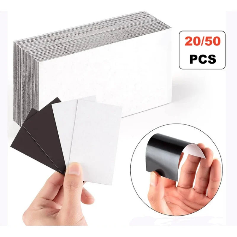 cartes visite magnétiques blanc noir adhésif moderne 20 pcs 50 pcs 50x20mm