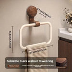 porte serviettes mural succion noir beige marron clair poignée bois moderne rustique salle bain