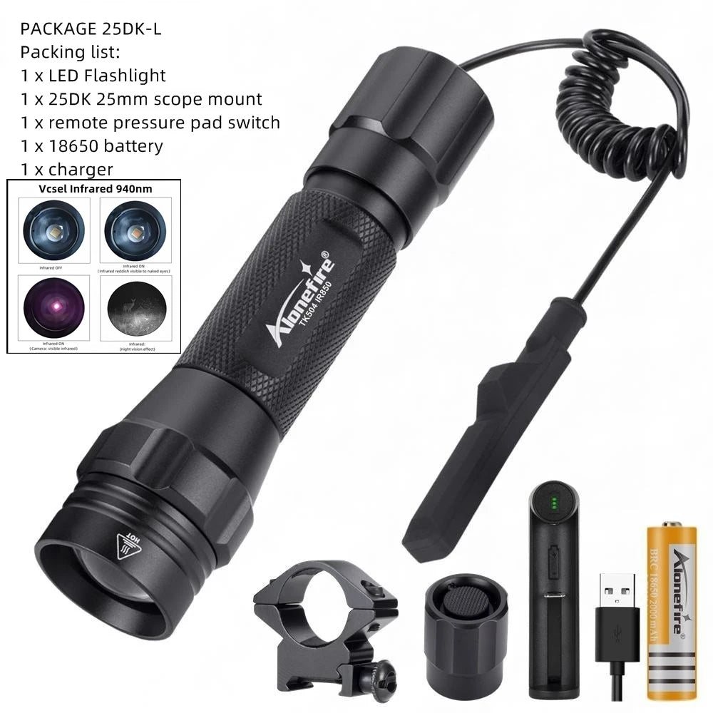 lampe poche infrarouge rechargeable zoom led 850nm 940nm vision nocturne tactique chasse