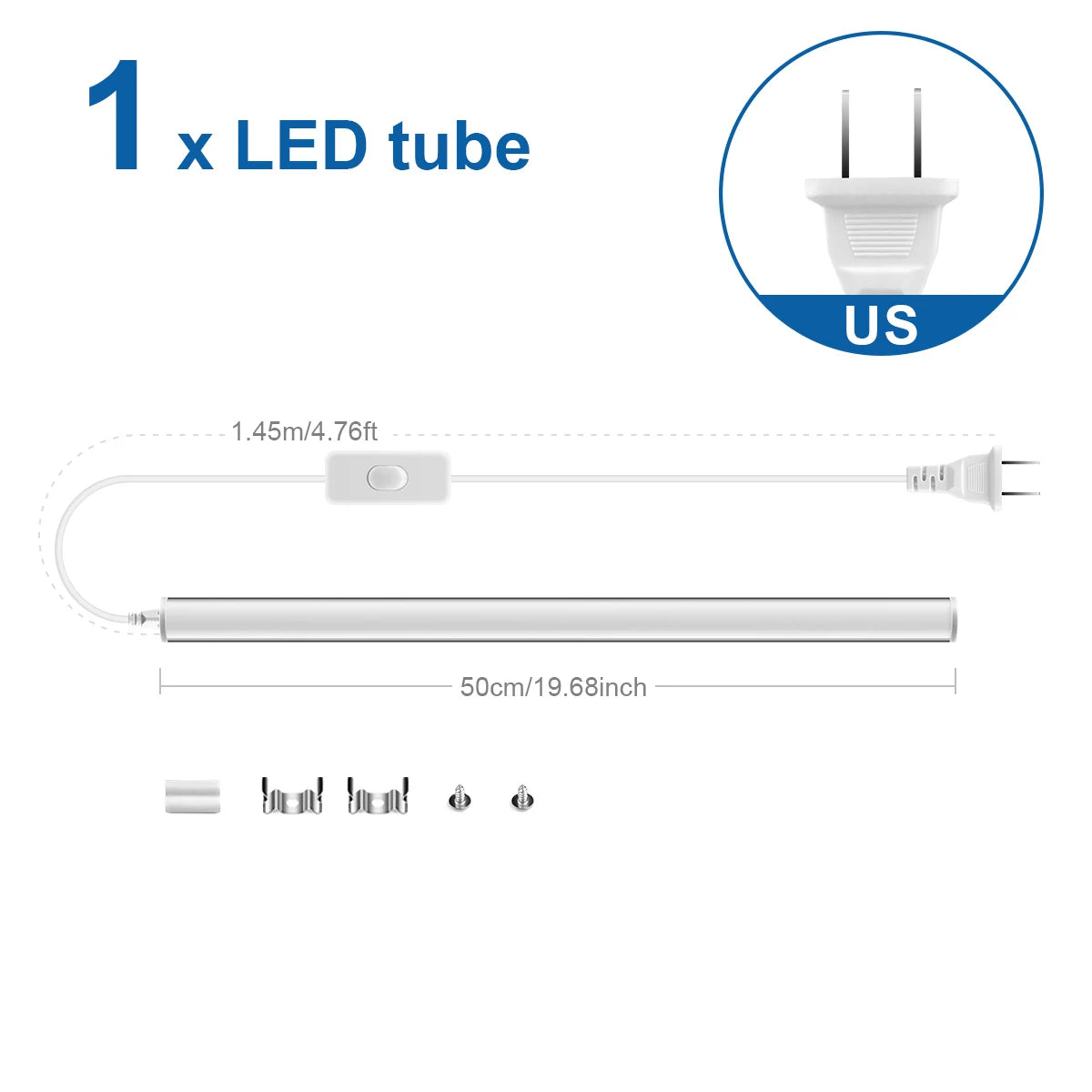 tube led blanc 50cm aluminium t5 éclairage intérieur moderne clips fixations