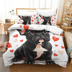 Housse de couette Bouledogue français 90x200 en microfibre beige sur un lit