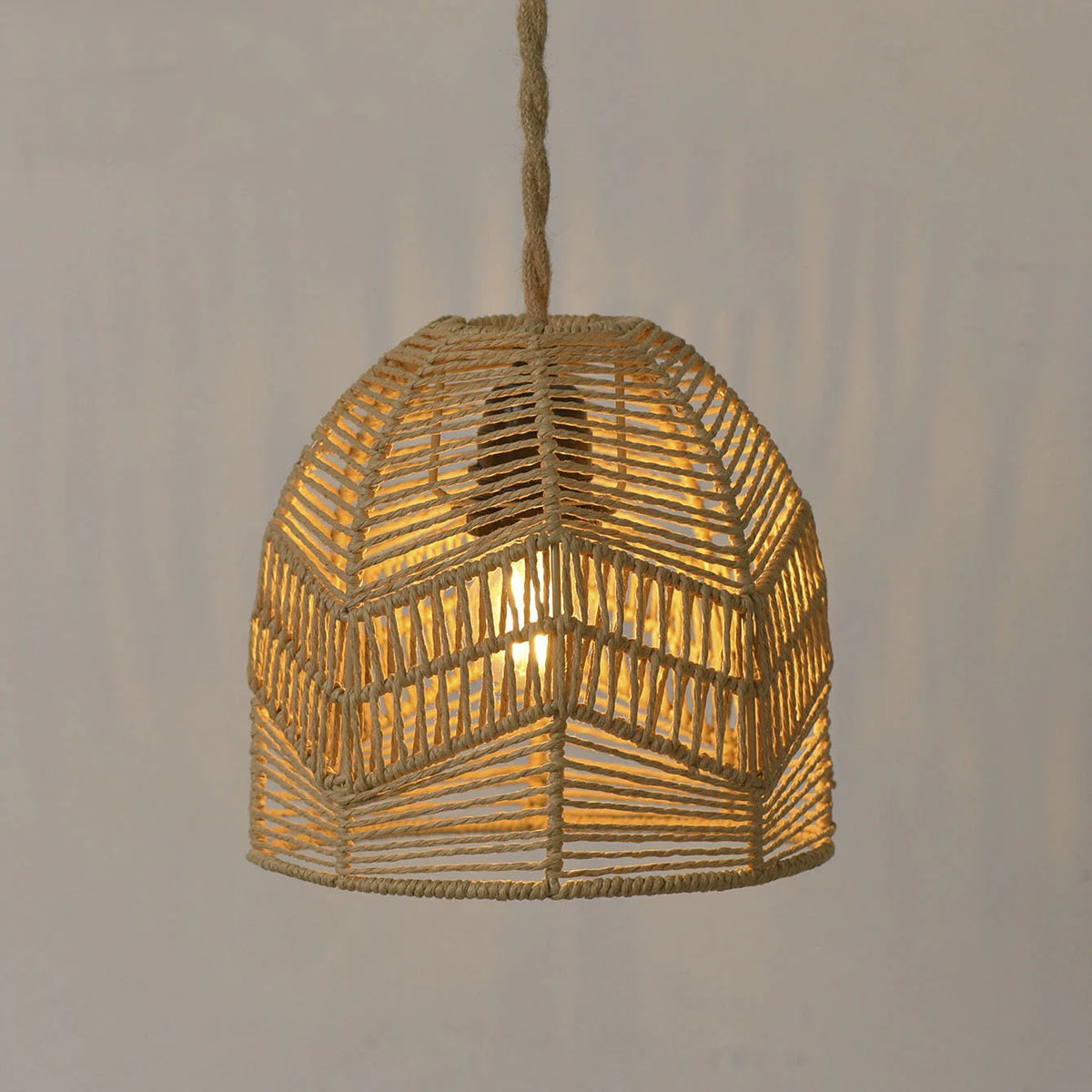 abat jour tressé bohème semi transparent chevron naturel suspension chambre restaurant