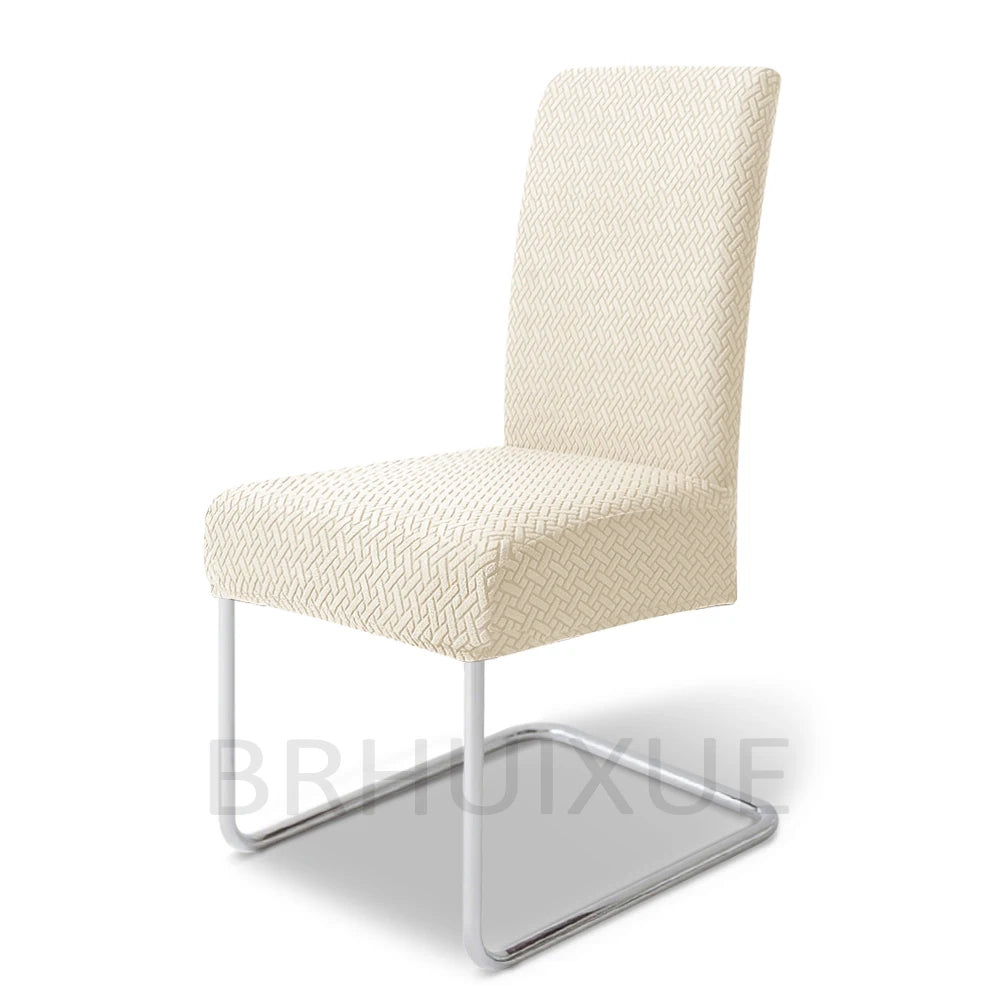 housse chaise tissu jacquard motifs géométriques gris clair moderne protection meuble détachable