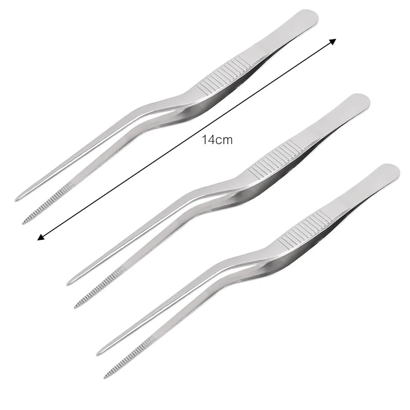 pinces épiler acier inoxydable argentées modernes 14cm 16cm 20cm trois pièces ustensiles cuisine