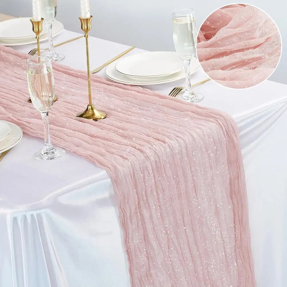 nappes plissées semi transparentes pailletées couleurs rose bleu vert rouge événementiel mariage festive