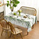 nappe table feuilles vert printemps moderne rectangle maison 140x140cm blanc verte