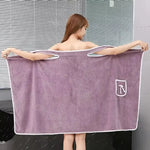 serviettes bain violet bleu rose microfibre douce absorbante moderne poche élément décoratif