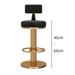 tabourets bar velours bleu marine gris rose contemporains assise dorée pieds métal adjustable